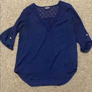 Navy blue flowy blouse